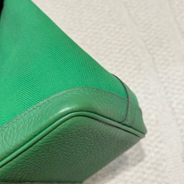 🌈Hermes💚Garden party 30💚竹子綠色帆布拼皮銀扣🌈99新🌟gardenparty30🌟gardenparty🌟花園包🌟愛馬仕🌟-2