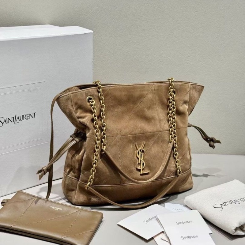 YSL Jamie 棕色 麂皮 福袋 托特包 黃金小號3030*8*28.5cm  9新 配件子袋 購證 塵袋 盒子-3