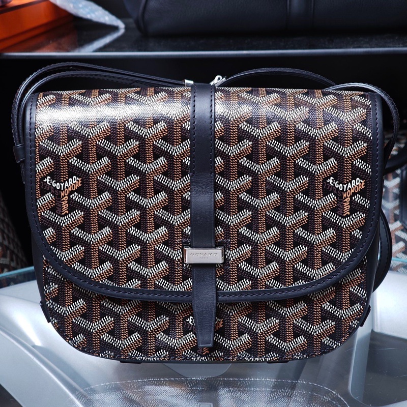 GOYARD戈雅 Belvédère黑色Y字老花郵差包 21年編碼 🈚附件-0