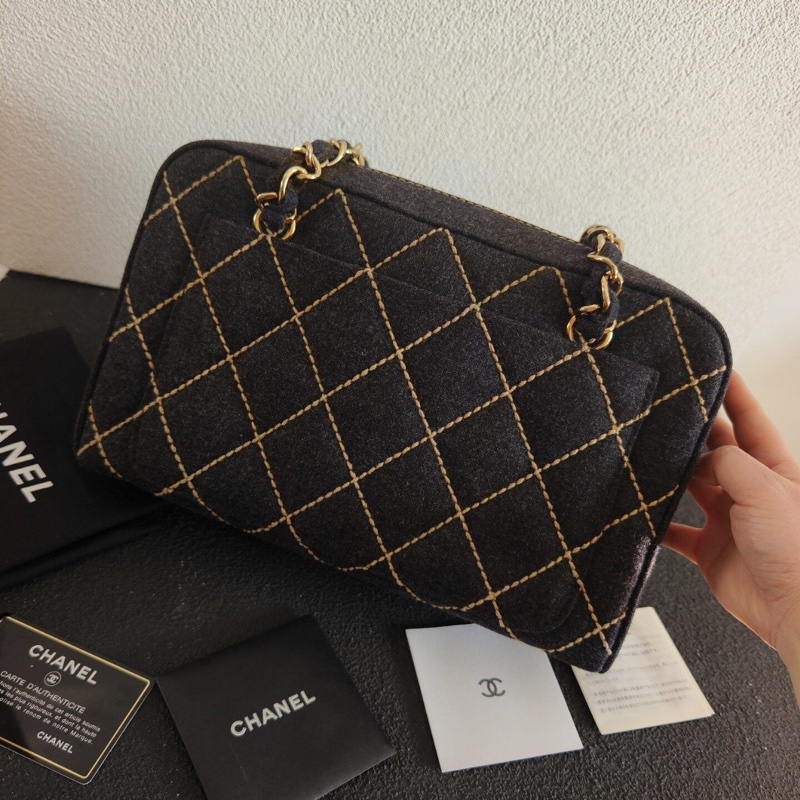 【今年大熱復古款‼️最網獨有】Chanel毛呢外縫線 鏈條 單肩包｜手提包-3