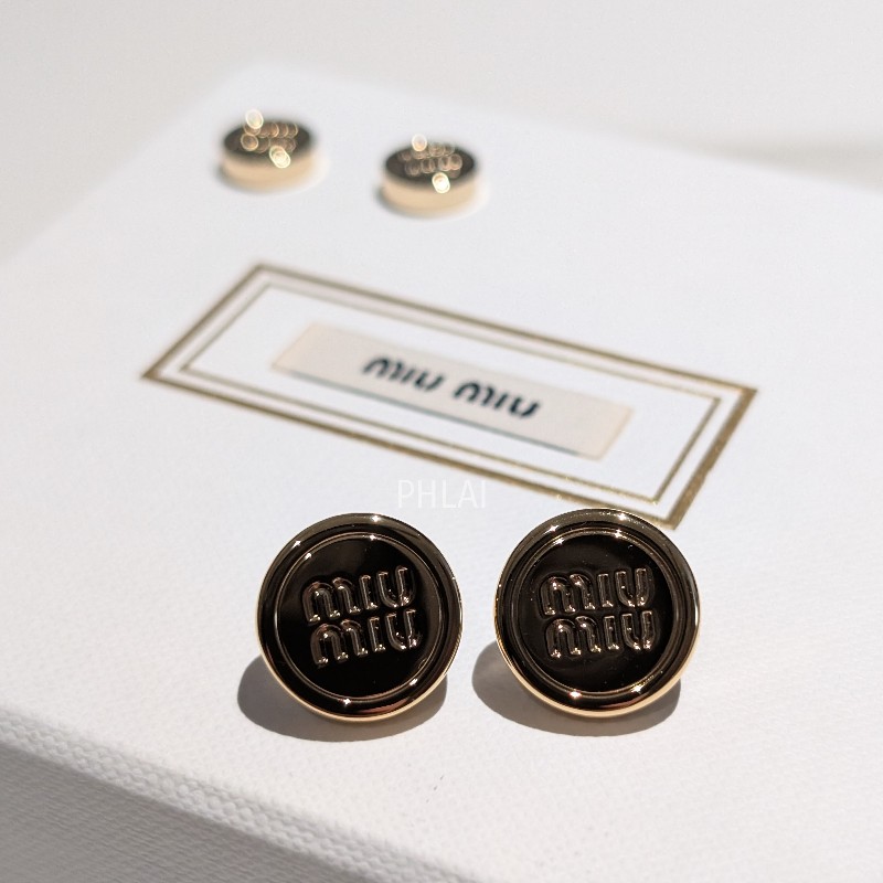 Miu Miu 經典Logo 金屬耳環 (金色)-1