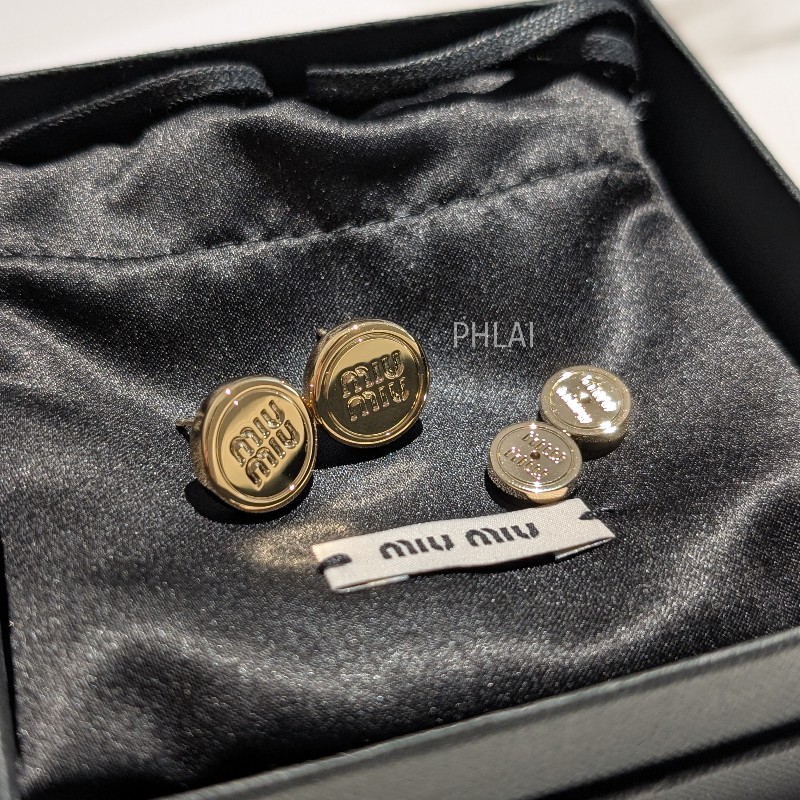 Miu Miu 經典Logo 金屬耳環 (金色)-2