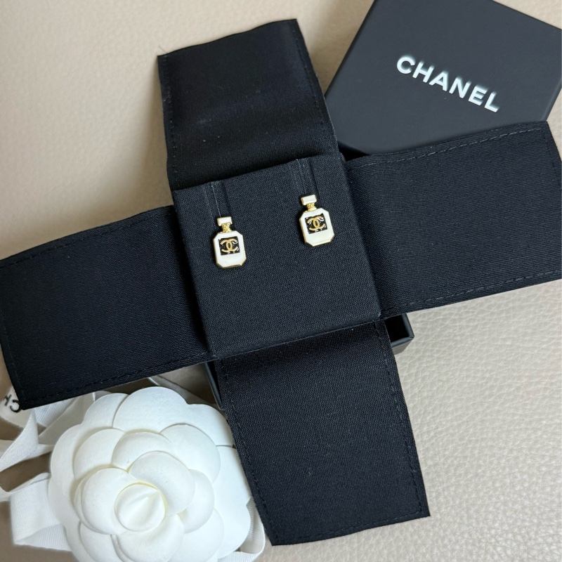 Chanel 香水雙C耳環 黑白-0