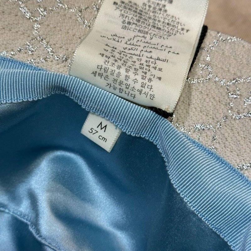 💎Han's house精品服飾💎GUCCI 滿版 刺繡 反光銀線 老花 漁夫帽 帽子-1
