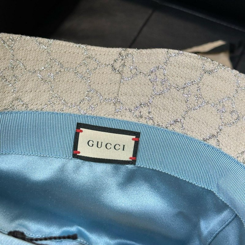 💎Han's house精品服飾💎GUCCI 滿版 刺繡 反光銀線 老花 漁夫帽 帽子-2