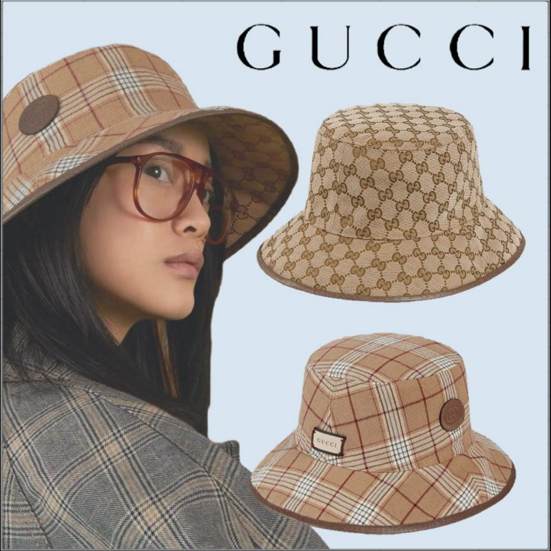 💎Han's house精品服飾💎GUCCI 滿版 老花 漁夫帽 帽子 雙面帶 義大利製-0