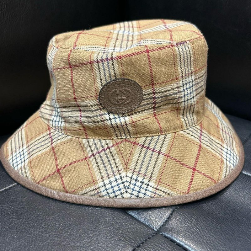💎Han's house精品服飾💎GUCCI 滿版 老花 漁夫帽 帽子 雙面帶 義大利製-2