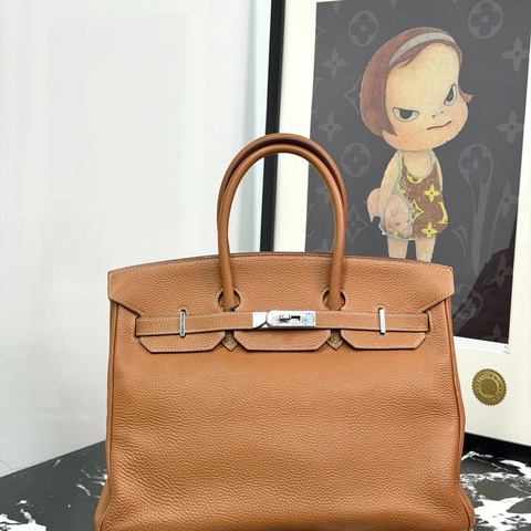 Hermes 愛馬仕 birkin35 bk35 金棕 銀扣
