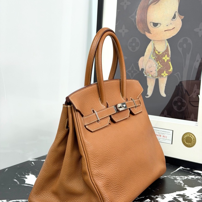 Hermes 愛馬仕 birkin35 bk35 金棕 銀扣-1