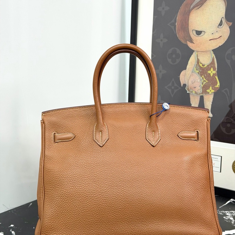 Hermes 愛馬仕 birkin35 bk35 金棕 銀扣-2