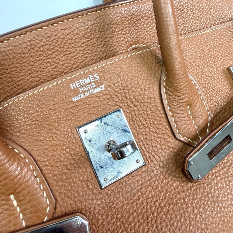 Hermes 愛馬仕 birkin35 bk35 金棕 銀扣-12