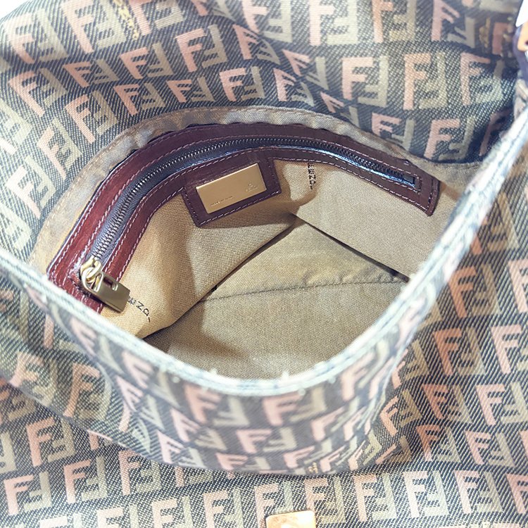 FENDI 少見 編織背帶 雙色老花 腋下包 綠 Vintage-5