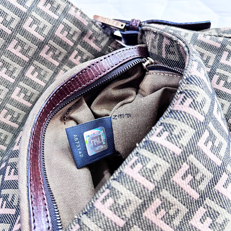 FENDI 少見 編織背帶 雙色老花 腋下包 綠 Vintage-14