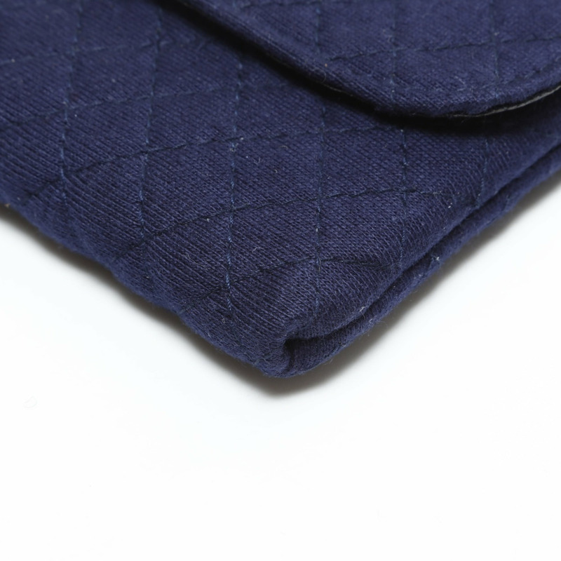 香奈兒棉質迷你手拿包項鍊單肩包海軍藍-6