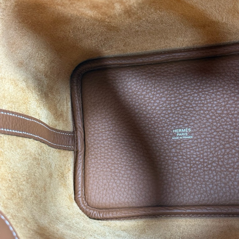 99新HERMES 愛馬仕 Picotin 18 小號菜籃子 金棕 銀扣 TC皮-14