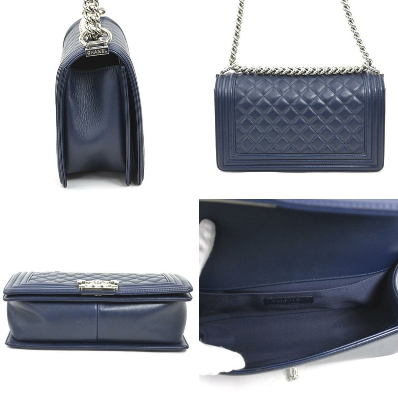 香奈兒 Boy Chanel 女士單肩包,皮革材質,海軍藍和銀色,貨號:r10964j-1