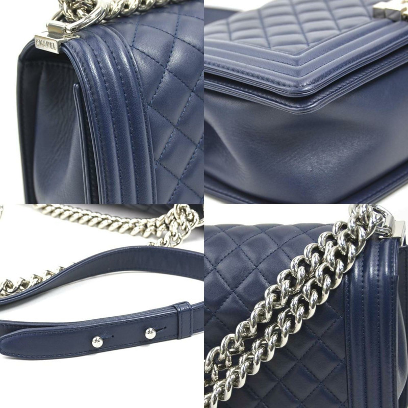 香奈兒 Boy Chanel 女士單肩包,皮革材質,海軍藍和銀色,貨號:r10964j-2