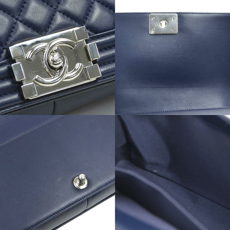 香奈兒 Boy Chanel 女士單肩包,皮革材質,海軍藍和銀色,貨號:r10964j-3