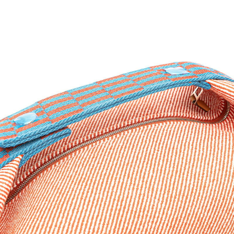 愛馬仕 Brid A 黑色 GM 手提包,橙色和藍色帆布材質,女士款-5