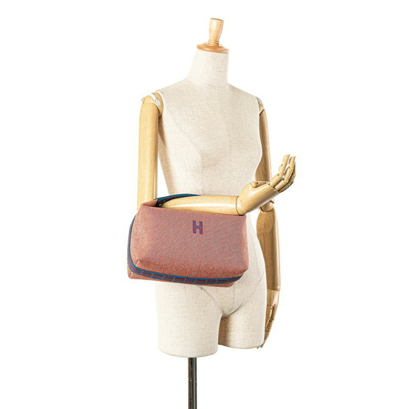 愛馬仕 Brid A 黑色 GM 手提包,橙色和藍色帆布材質,女士款-11