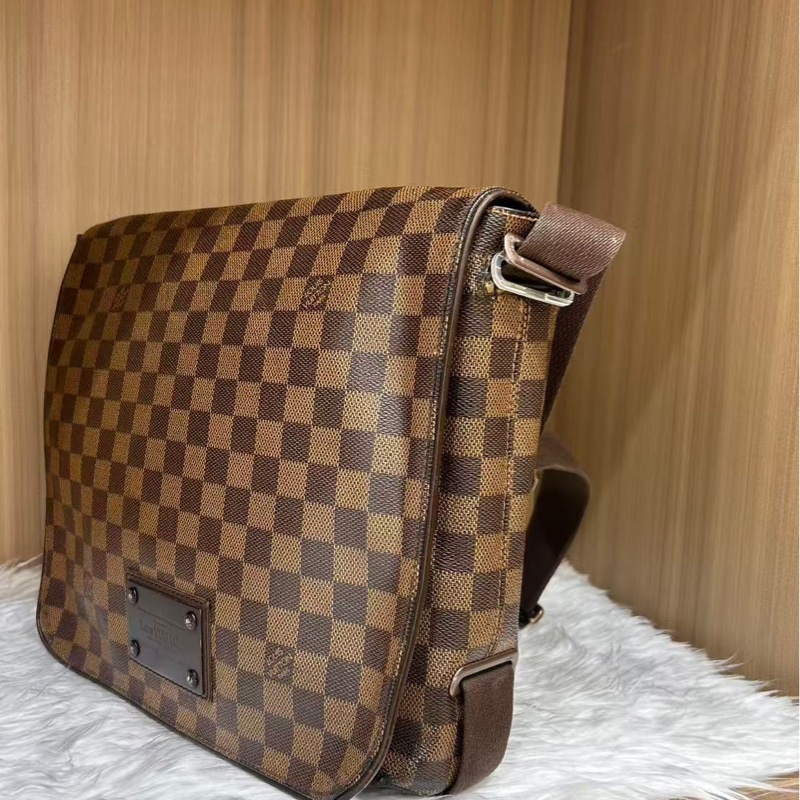 LouisVuitton 路易威登 男款棕色棋盤格公文包 無附件-3