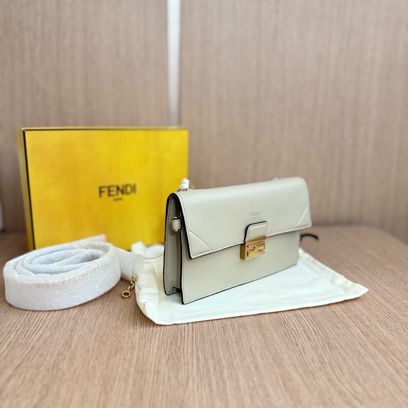 99新芬迪/Fendi 金扣小號斜挎包 尺寸:19×12×3 大象灰 附件盒子塵袋,-1