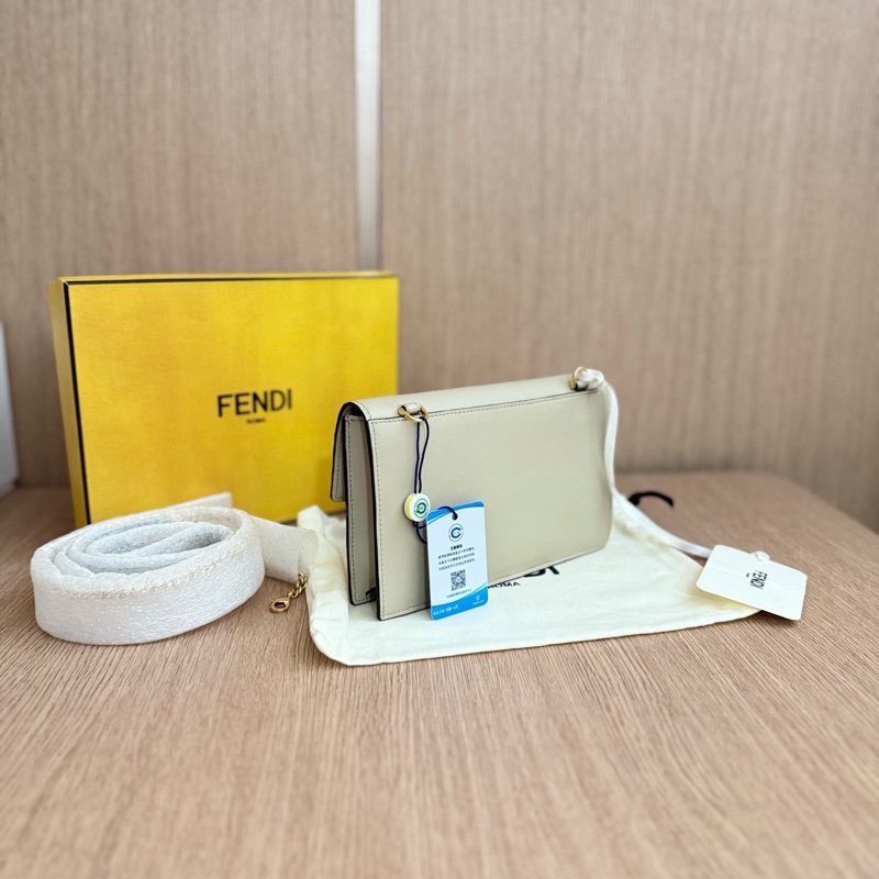 99新芬迪/Fendi 金扣小號斜挎包 尺寸:19×12×3 大象灰 附件盒子塵袋,-2