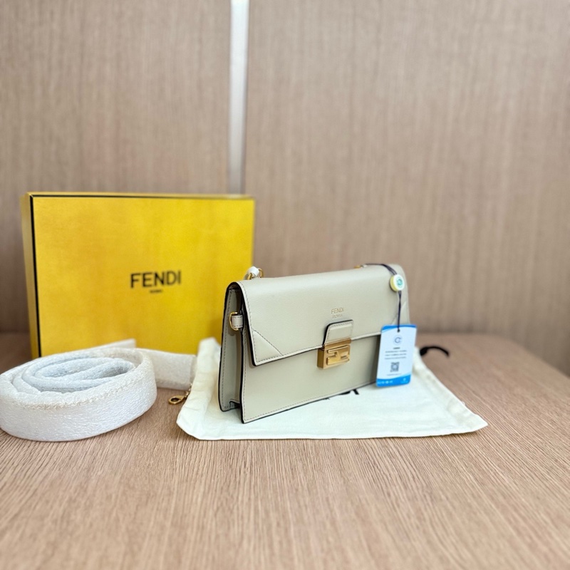 99新芬迪/Fendi 金扣小號斜挎包 尺寸:19×12×3 大象灰 附件盒子塵袋,-3