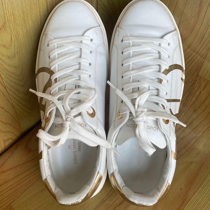 Louis Vuitton路易威登 Time Out白金小板鞋 36.5碼 🈚附件-5
