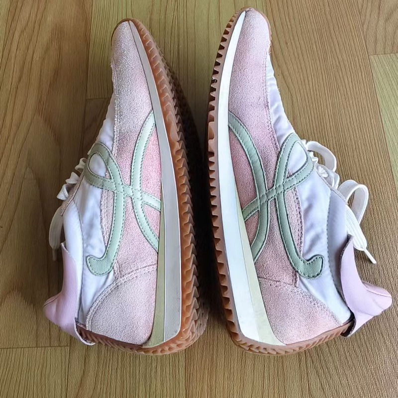 LOEWE羅意威 Flow Runner 圓頭系帶 德訓鞋 低幫 生活休閒鞋 女款 粉色37码-1