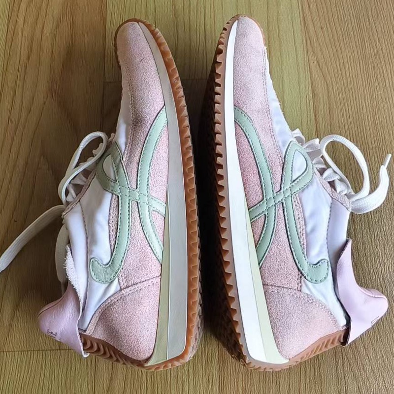 LOEWE羅意威 Flow Runner 圓頭系帶 德訓鞋 低幫 生活休閒鞋 女款 粉色37码-2