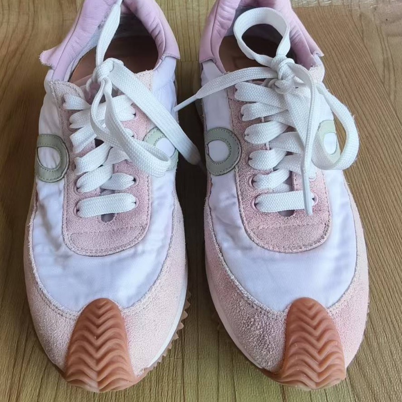 LOEWE羅意威 Flow Runner 圓頭系帶 德訓鞋 低幫 生活休閒鞋 女款 粉色37码-3