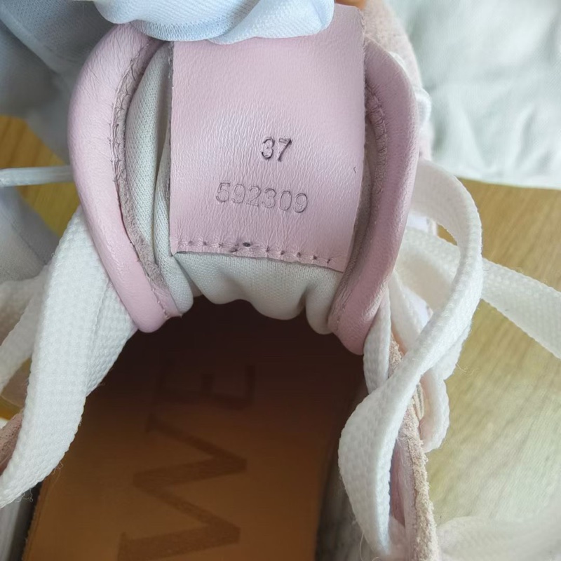 LOEWE羅意威 Flow Runner 圓頭系帶 德訓鞋 低幫 生活休閒鞋 女款 粉色37码-5