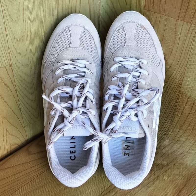 閒置新CELINE賽琳 新款凱旋門Runner 小牛皮 圓頭系帶 低幫 生活休閒鞋 女款 米色 尺碼：37 碼-5