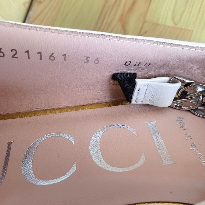 閒置新GUCCI古馳 Horsebit 潮流馬銜扣 女士休閒單鞋 女款 白色  尺碼：36-5