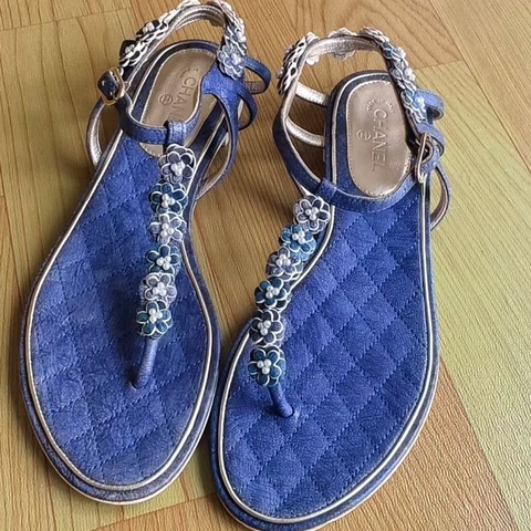 99新 Chanel 香奈兒 山茶花涼鞋 尺碼：37.5 碼 🈚附件