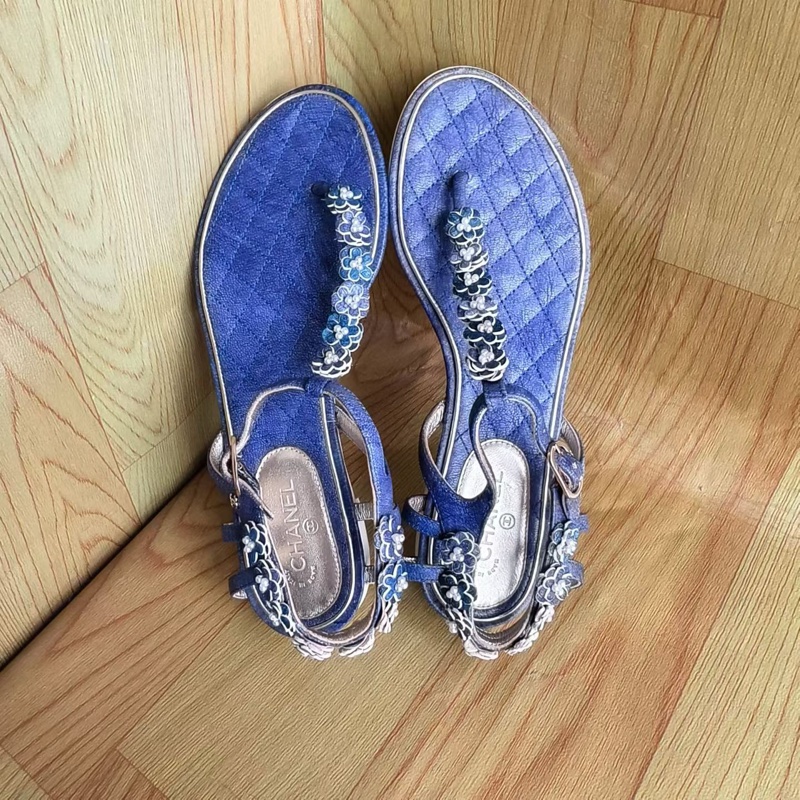 99新 Chanel 香奈兒 山茶花涼鞋 尺碼：37.5 碼 🈚附件-5