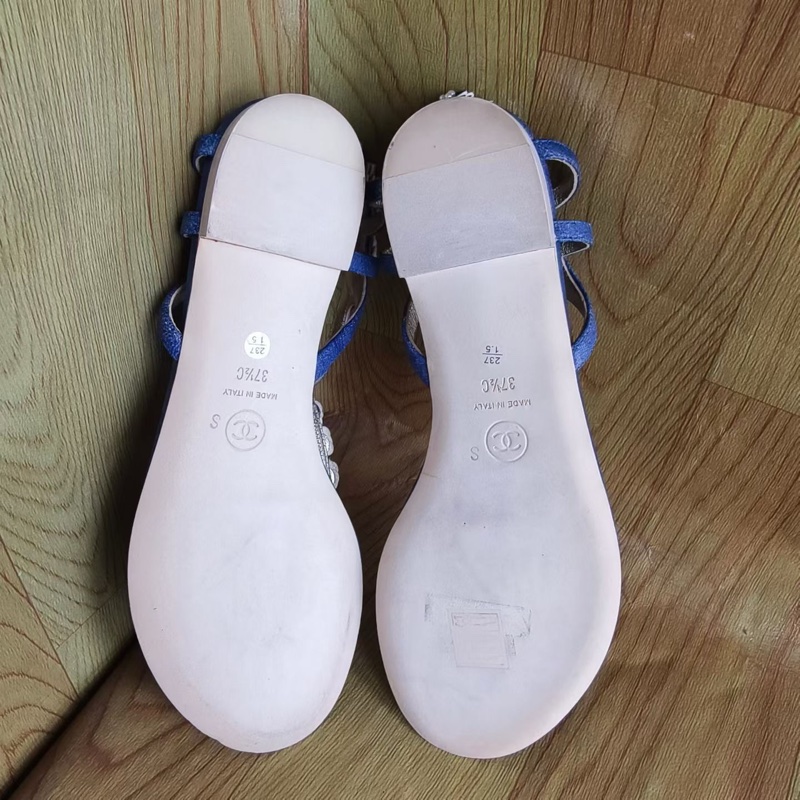 99新 Chanel 香奈兒 山茶花涼鞋 尺碼：37.5 碼 🈚附件-7