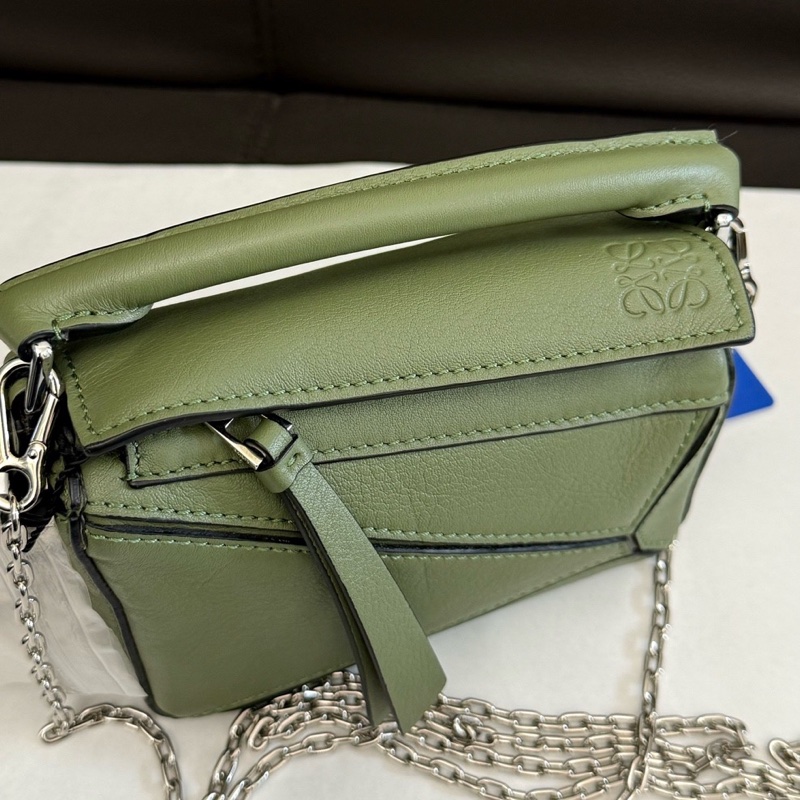 99新loewe羅意威牛油果綠puzzle nano幾何包超迷你鏈條斜挎包手提包-3