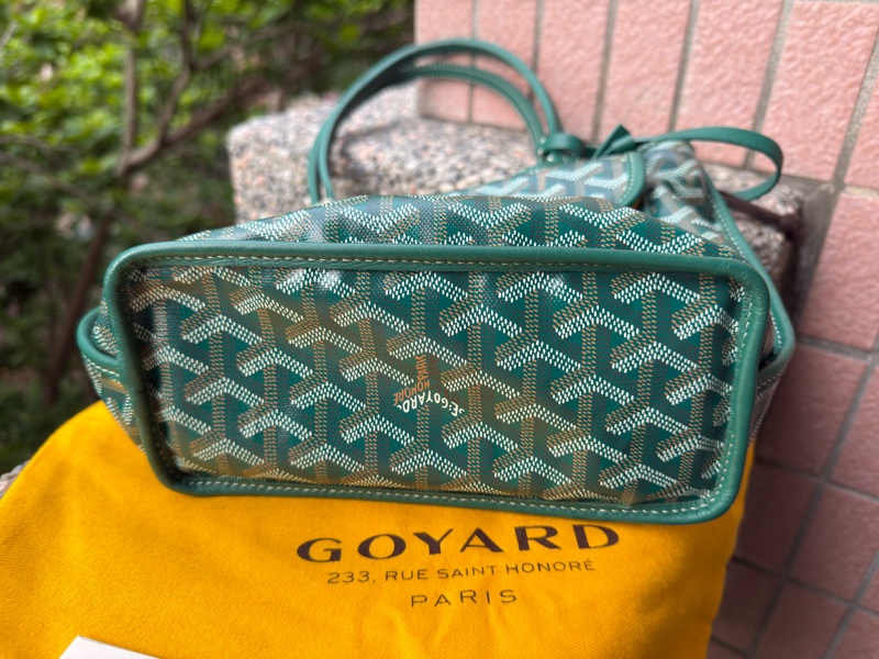 閒置新品GOYARD綠色全皮雙面mini tote托特包購物袋-2