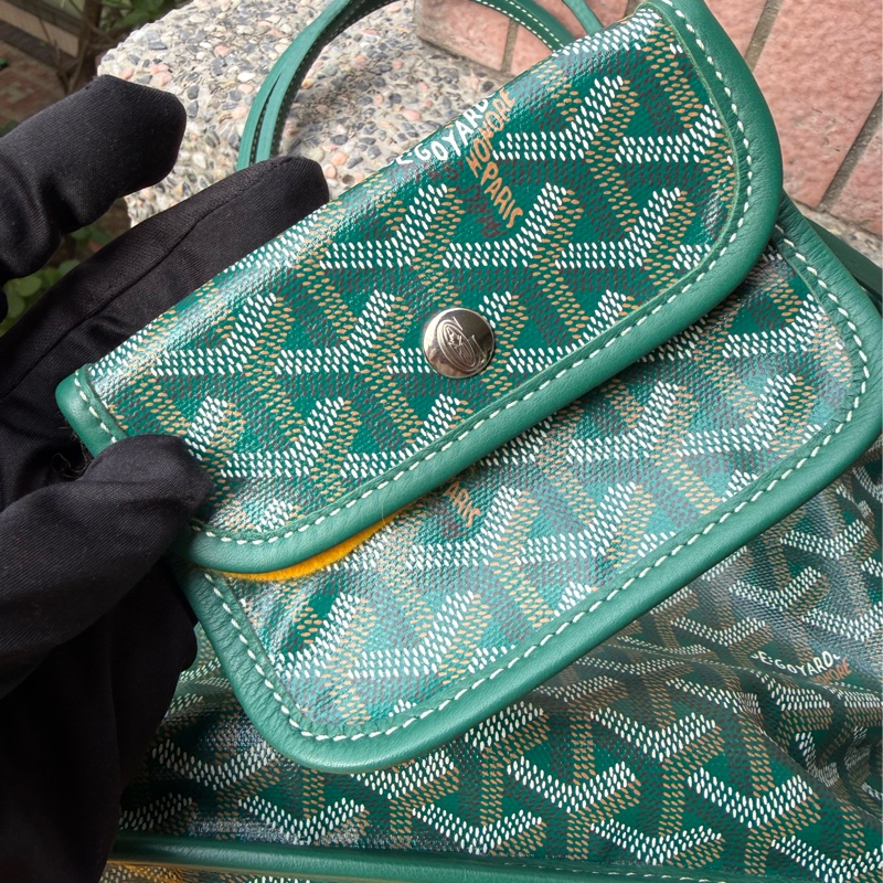 閒置新品GOYARD綠色全皮雙面mini tote托特包購物袋-3
