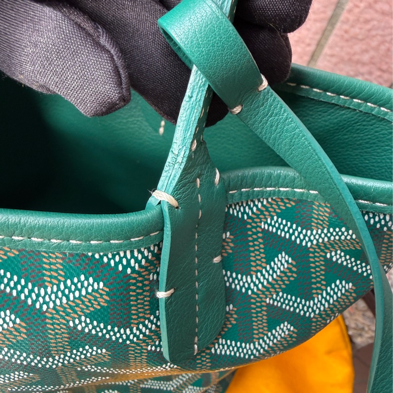 閒置新品GOYARD綠色全皮雙面mini tote托特包購物袋-9