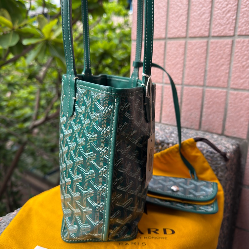 閒置新品GOYARD綠色全皮雙面mini tote托特包購物袋-11