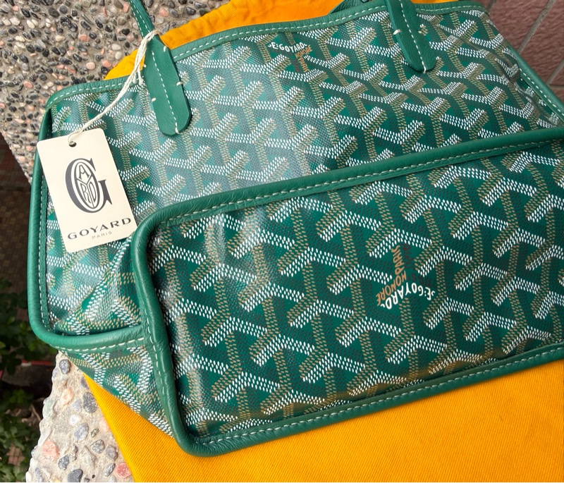 閒置新品GOYARD綠色全皮雙面mini tote托特包購物袋-14