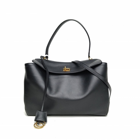 BALENCIAGA Rodeo中號黑色牛皮金扣