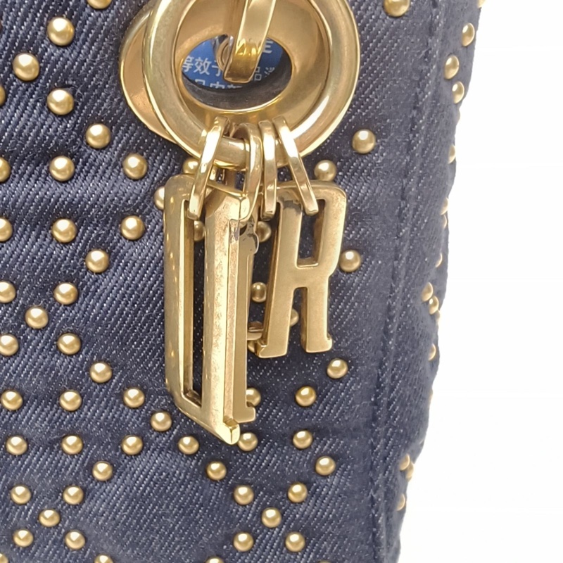 DIOR LadyDior戴妃包三格牛仔藍牛仔布金扣2017-4