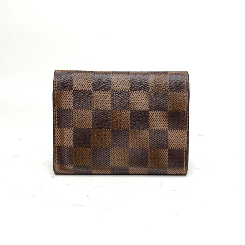 LOUIS VUITTON Victorine豆子短款錢包棕色棋盤格PVC2017-2