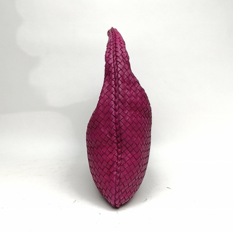 BOTTEGA VENETA 紫色羊皮金扣經典編織手提和尚包-1