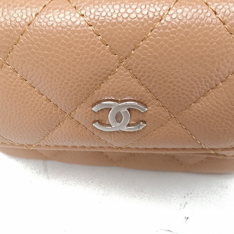 CHANEL 手提前口袋雙肩包奶茶色荔枝牛皮鐳射標銀扣-4