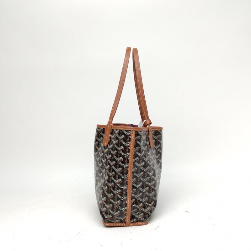 GOYARD Anjou雙面購物袋Mini20金棕色PVC銀扣-1